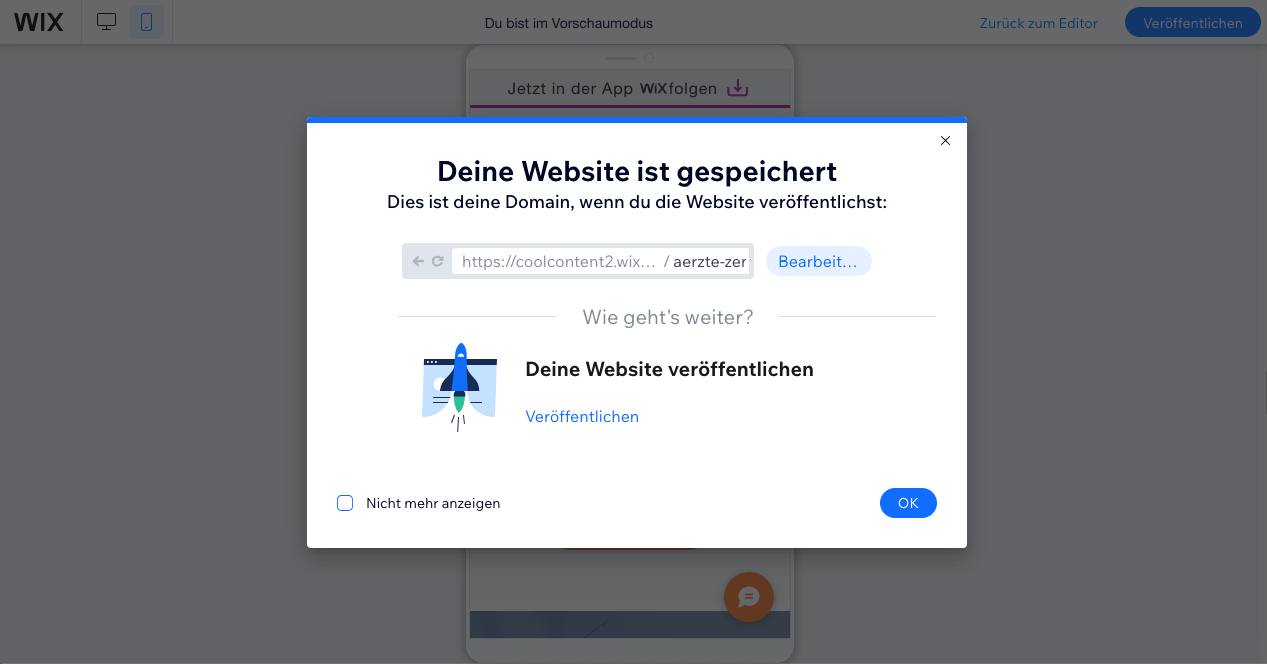 Wix veröffentlichen Ärzte Website erstellen