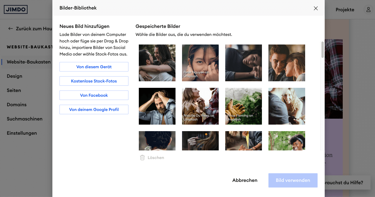 Jimdo Bilder austuaschen Ärzte Website erstellen