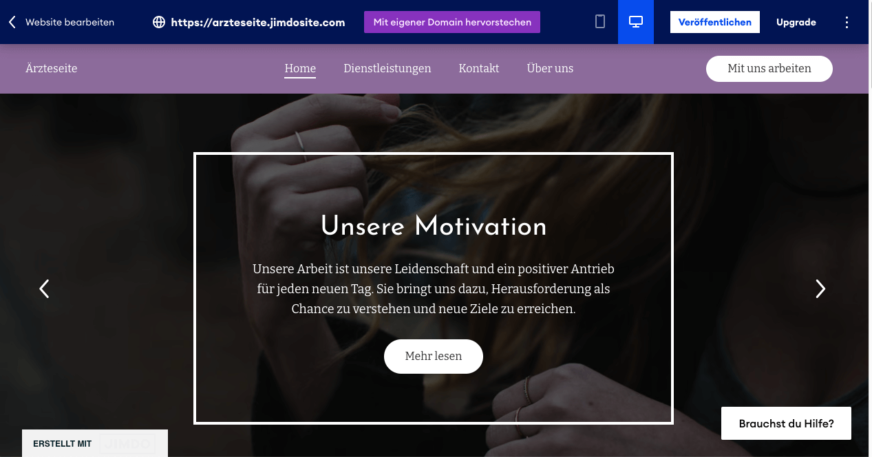 Jimdo Vorschau Ärzte Website erstellen