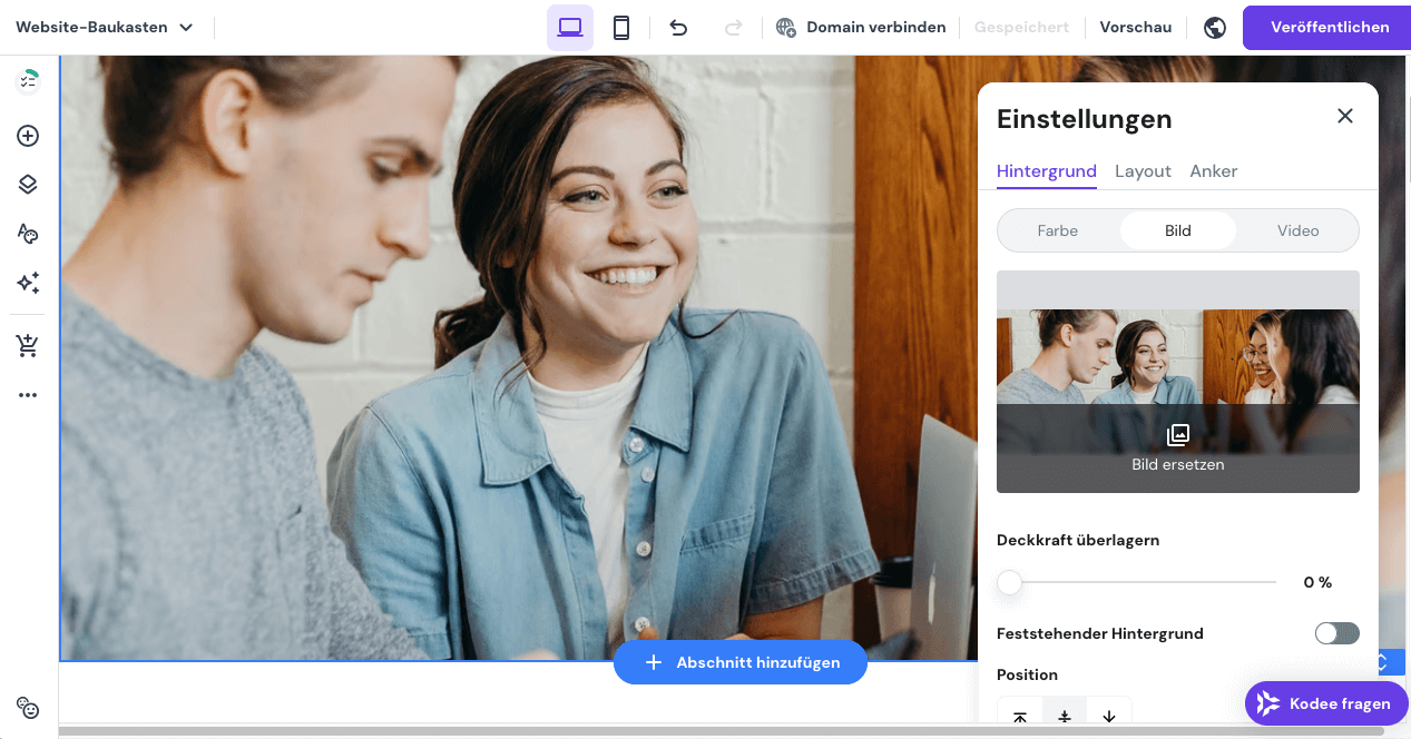 Bild ändern Hostinger